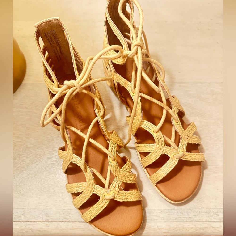 Gentle Souls Break my Heart raffia gladiator sandals
